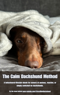 The Calm Dachshund Method — ebook cover. A practical guide to raising a settled, non-reactive dachshund through routine, environment, and structure.